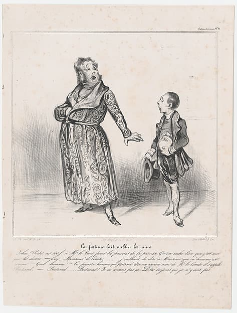 Plate 31: Fortune makes one forget one's friends, from 'Caricaturana,' published in Les Robert Macaires