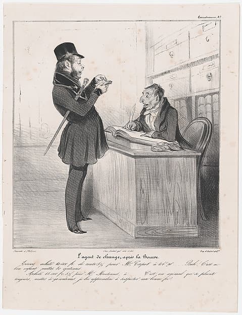 Plate 47: Stockbroker at the close of the day, from 'Caricaturana,' published in Les Robert Macaires
