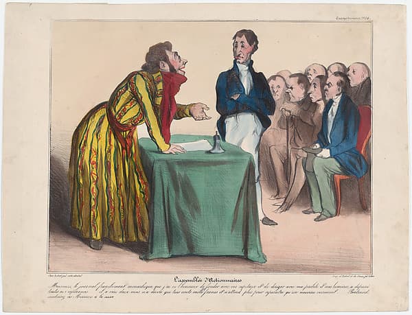 Plate 6: Stockholders' assembly, from 'Caricaturana,' published in Les Robert Macaires