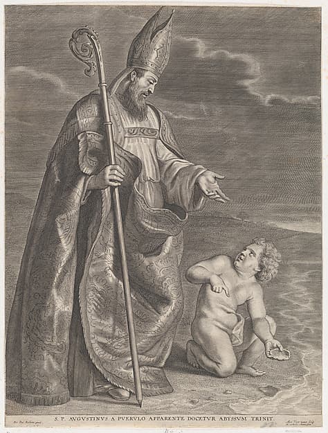 Saint Augustine, appearing to a child on a beach