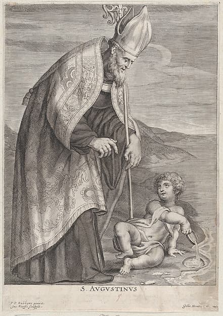 Saint Augustine, appearing to a child on a beach