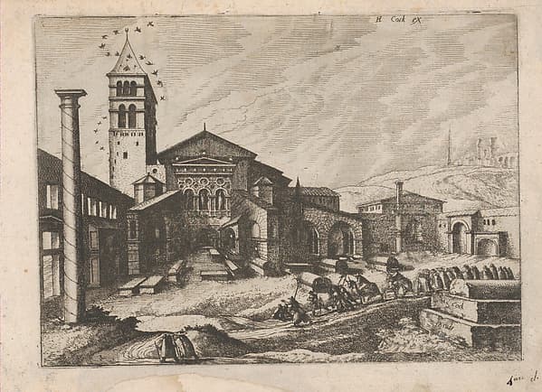 City with a Column and a Church, from "Roman Ruins and Buildings"