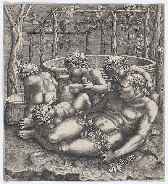 The drunken Silenus with putti