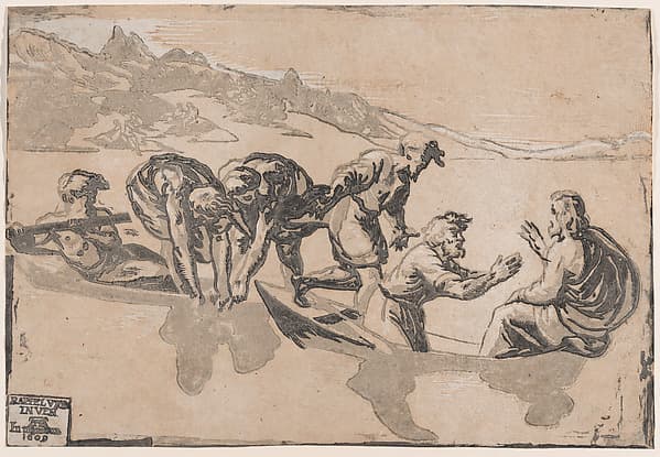 Miraculous draught of fishes, after Raphael