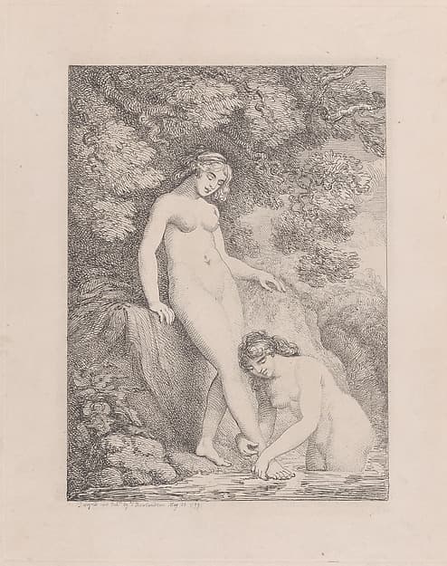Two Nymphs Bathing, One Washing the Other's Foot