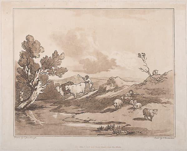 Landscape with a Figure Herding Cattle, and a Shepherd Resting