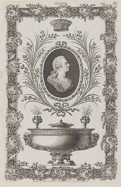 Portrait of the Duke of Northumberland, Vase and Ornamental Frame, no. CCCLXXI, plate 56 from "Designs for Various Ornaments"