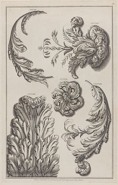 Varieties of Leaf Ornament, nos. CCCCLV–CCCCLIX, plate 68 from "Designs for Various Ornaments"