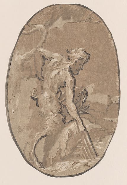 Marsyas drawing the Syrinx from the river