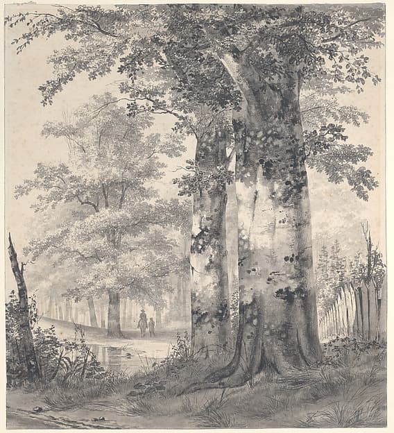 Wooded Landscape with Figures by a Pond
