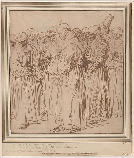 A Group of Standing Monks and other Figures