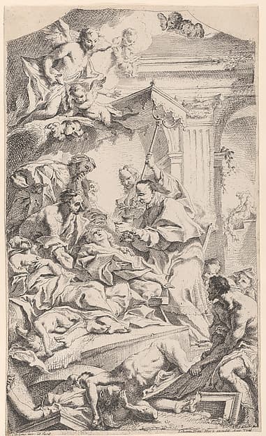 Saint Charles giving communion to the plague-stricken