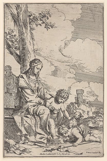 The Holy Family with the infant Saint John kissing Christ's feet