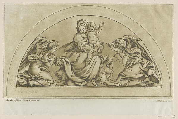 Virgin and child flanked by angels