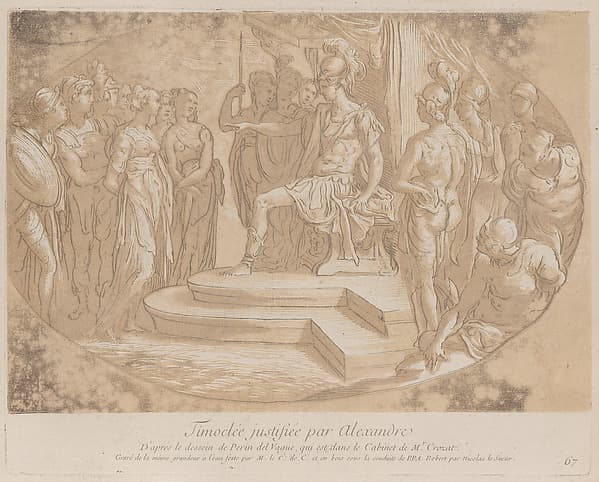 Alexander the Great freeing Timoclea; from 'Recueil d'estampes d'après les plus beaux tableaux et d'après les plus beaux desseins qui sont en France, Cabinet Crozat'