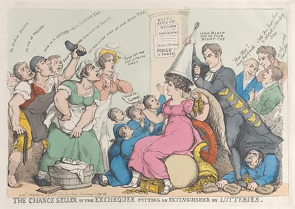 The Chance Seller of the Exchequer Putting an Extinguisher on Lotteries