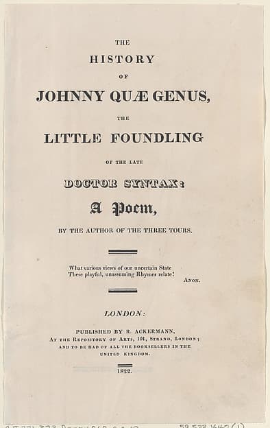 Title page, from "The History of Johnny Quae Genus, The Little Foundling of the Late Doctor Syntax"