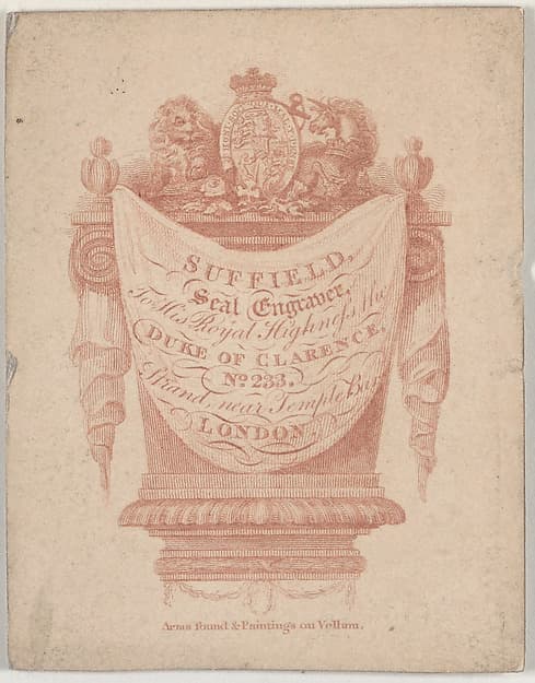 Trade Card for Suffield, seal engraver
