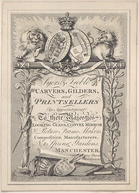 Trade Card for Syers & Treble, Carvers, Gilders, and Printsellers
