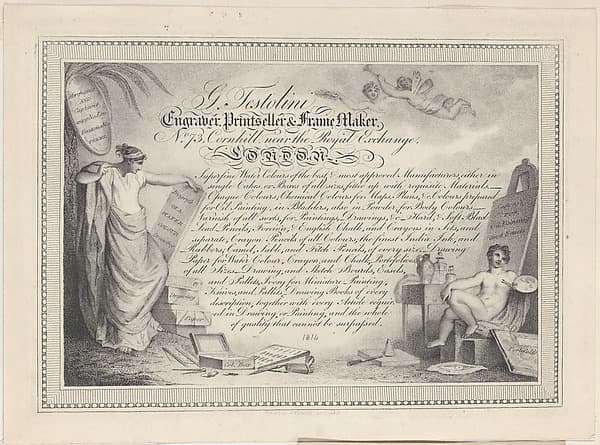 Trade Card for G. Testolini, Engraver, Printseller and Frame Maker