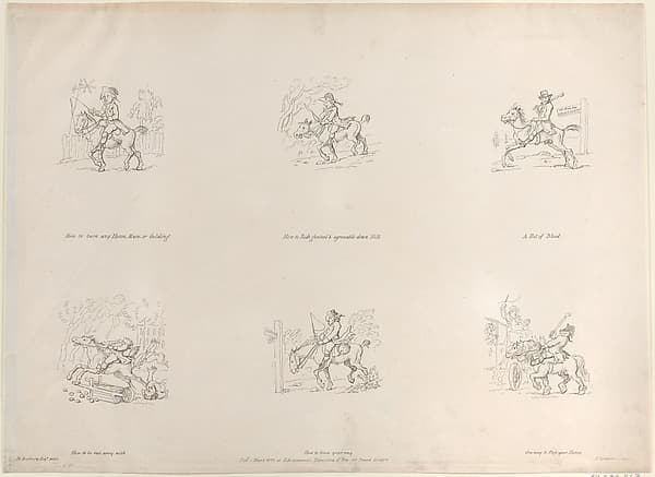 How to turn any Horse, Mare, or Gelding; How to Ride genteel & agreeable down Hill; A Bit of Blood; How to be run away with; How to loose your way; One way to Stop your Horse