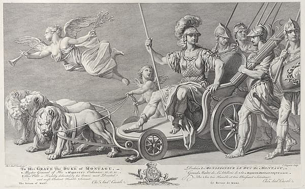 Mars on a chariot drawn by three lions