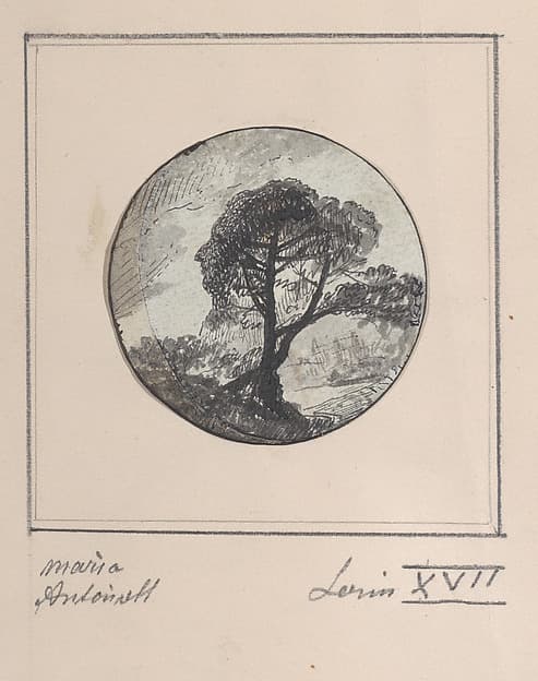 Landscape with hidden silhouettes of Marie Antoinette and the Dauphin