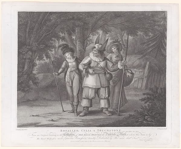 Rosalind, Celia & Touchstone (Shakespeare, As You Like It, Act 2, Scene 2)
