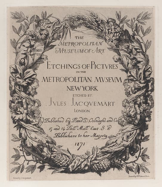Title page, from "Etchings of Pictures in the Metropolitan Museum New York"