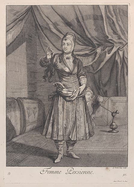 Femme Persienne, plate 91 from "Recueil de cent estampes représentent differentes nations du Levant"