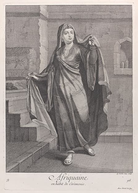 Afriquaine, en habit de Cèrèmonie, plate 96 from "Recueil de cent estampes représentent differentes nations du Levant"