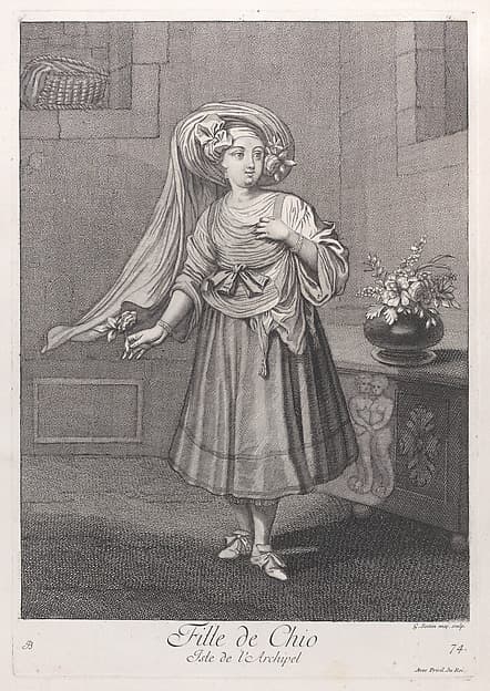 Fille de Chio, Isle de l'Archipel, plate 74 from "Recueil de cent estampes représentent differentes nations du Levant"