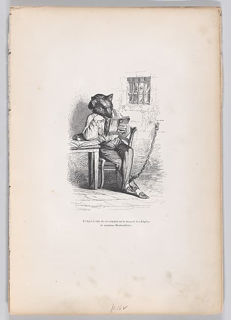 "The favorite object of his studies is the collection of Idylles by Madame Deshoulières" from Scenes from the Private and Public Life of Animals