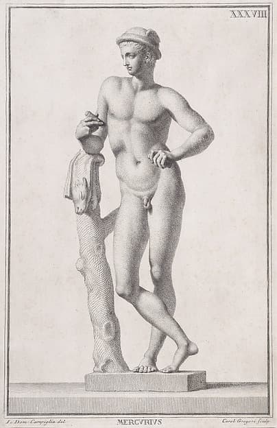 Plate XXXVIII (38): Mercury, from "Museum Florentinum" (Statuae antiquae dorum et virorum illustrium)