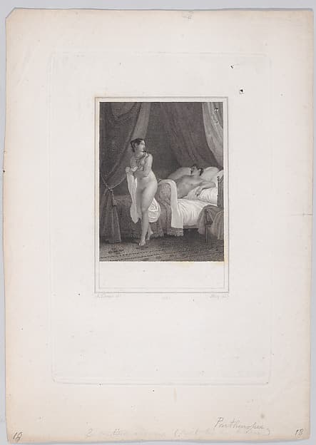 Nude woman leaving a man in bed