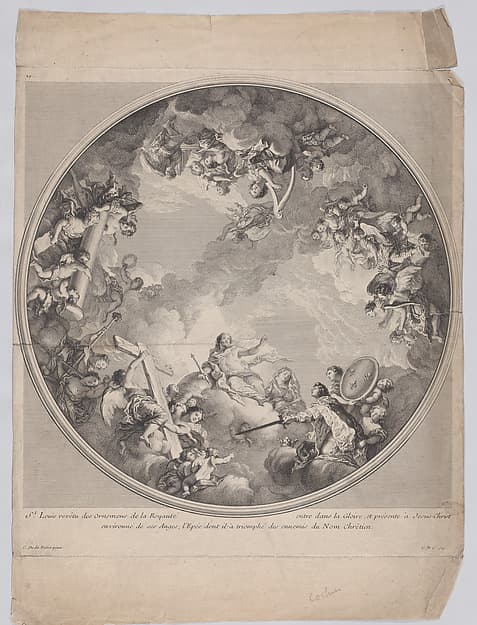 Saint Louis presenting his sword to Christ, after a ceiling design