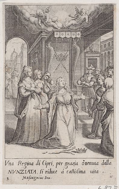 The Queen of Cyprus, from Scelta d'Alcuni Miracoli e Grazie della Santissima Nunziata di Firenze (Selection of Some Miracles and Graces that Occurred in the Church of the Annunziata in Florence)