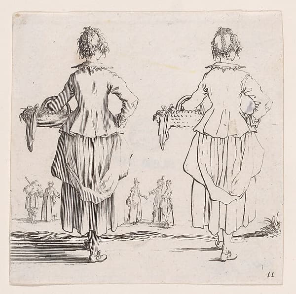 La Paysanne Vue de Dos, Tenant un Panier a son Bras Gauche (The Peasant Woman Viewed from Behind, Holding a Basket in his Left Arm), from Varie Figure (Various Figures), plate 11