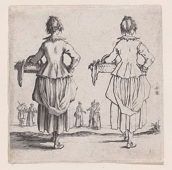 La Paysanne Viewed de Dos, Tenant un Panier a son Bras Gauche (The Peasant Woman Viewed from Behind, Holding a Basket in his Left Arm), from Varie Figure (Various Figures), plate 1