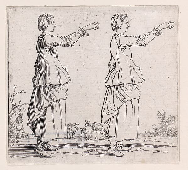 La Paysanne Tournée a Droite, la Main Tendue en Avant (The Peasant Woman Turned to the Right, her Hand Extended Forward), from Varie Figure (Various Figures)