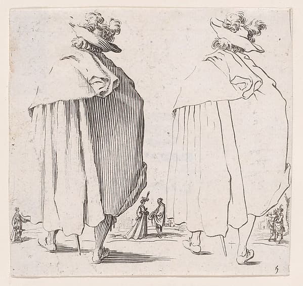 L'Homme au Grand Manteau Vu de Dos (Man with a Large Mantle Viewed from Behind), from Varie Figure (Various Figures), plate 5