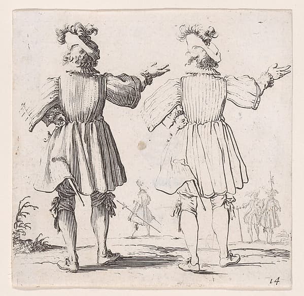 L'Officier a la Collerette Vu de Dos (The Officer with the Hackle Seen from Behind), from Varie Figure (Various Figures), plate 14
