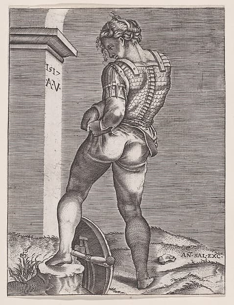 Soldier Attaching His Breeches to His Breast plate