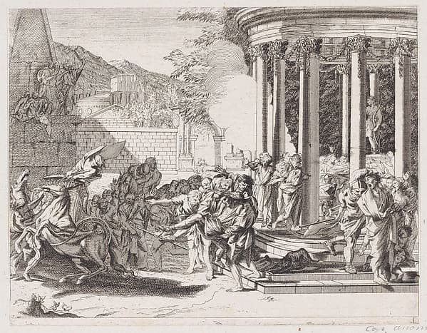 Sinorix being carried from the temple after being poisioned