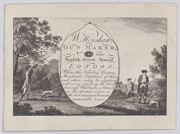 Trade Card for William Henshaw, Gunmaker