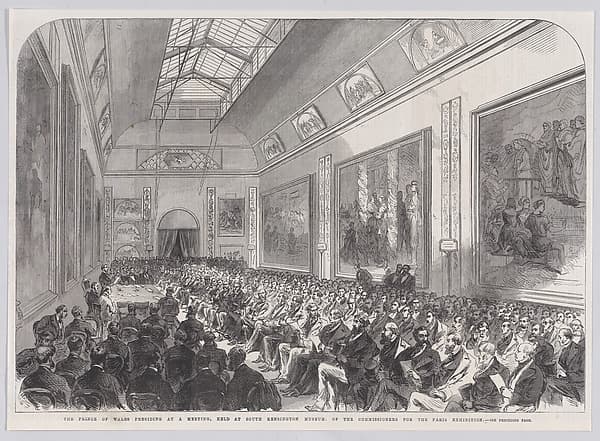 The Prince of Wales Presiding at a Meeting, held at South Kensington Museum, of the Commissioners for the Paris Exhibition, from "Illustrated London News"