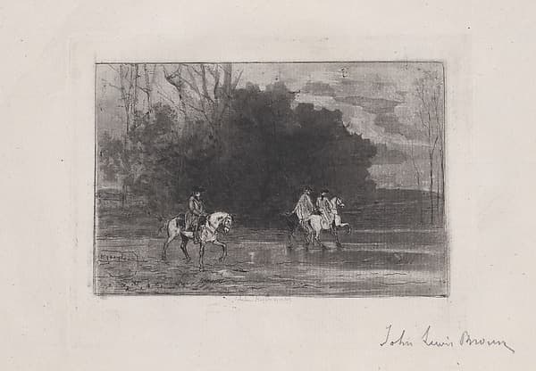 Landscape with three riders