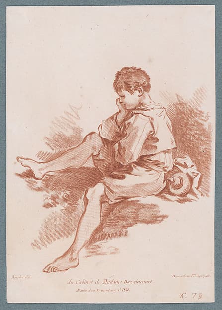 Young peasant boy seated facing left