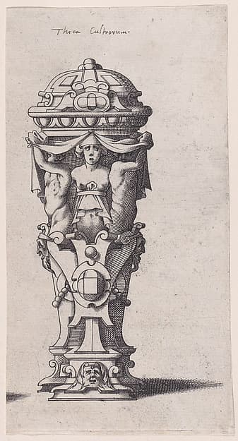 Container with a Woman between Two Men (Nécessaire de table)