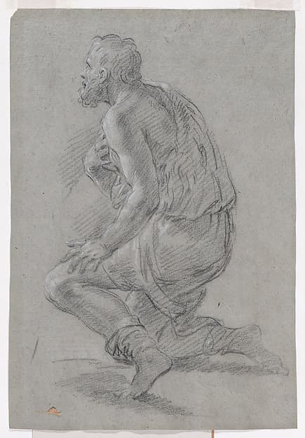 Study of Male Figure Kneeling in a Three-Quarter View, Facing Left (a Shepherd)